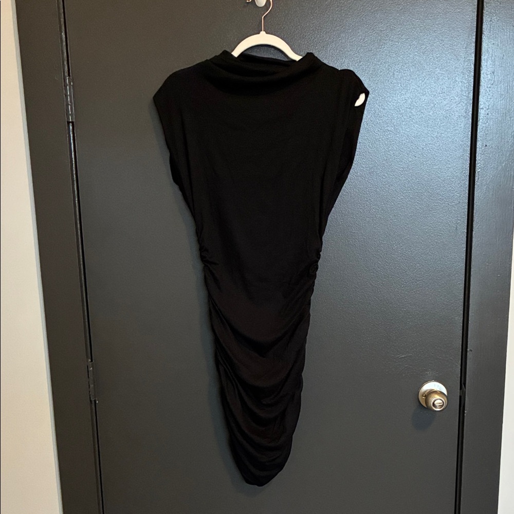 NWT Michael Stars Gia Mock Neck Power Shoulder Dress Ultra Rib Sz S - Picture 3 of 8